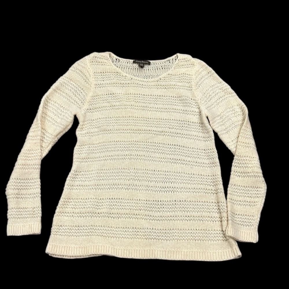Tommy Bahama cream Spaulding pullover wool alpaca open knit sweater large
